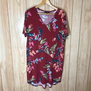 Christian Siriano Floral V-Neck Short Sleeve Shift Mini Dress XL